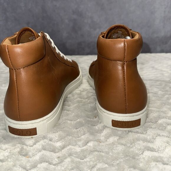 Polo Ralph Lauren Women’s  Dree High Top Sneaker shoes 10B Brown Leather - Picture 3 of 7